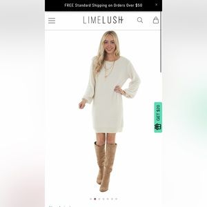 Lime Lush- Long Sleeve Knit Short Sweater Dress
